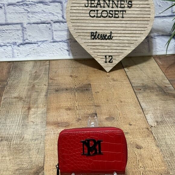 BADGLEY MISCHKA Red Croco Embossed Short Wallet Red /Vegan Leather - Picture 6 of 14